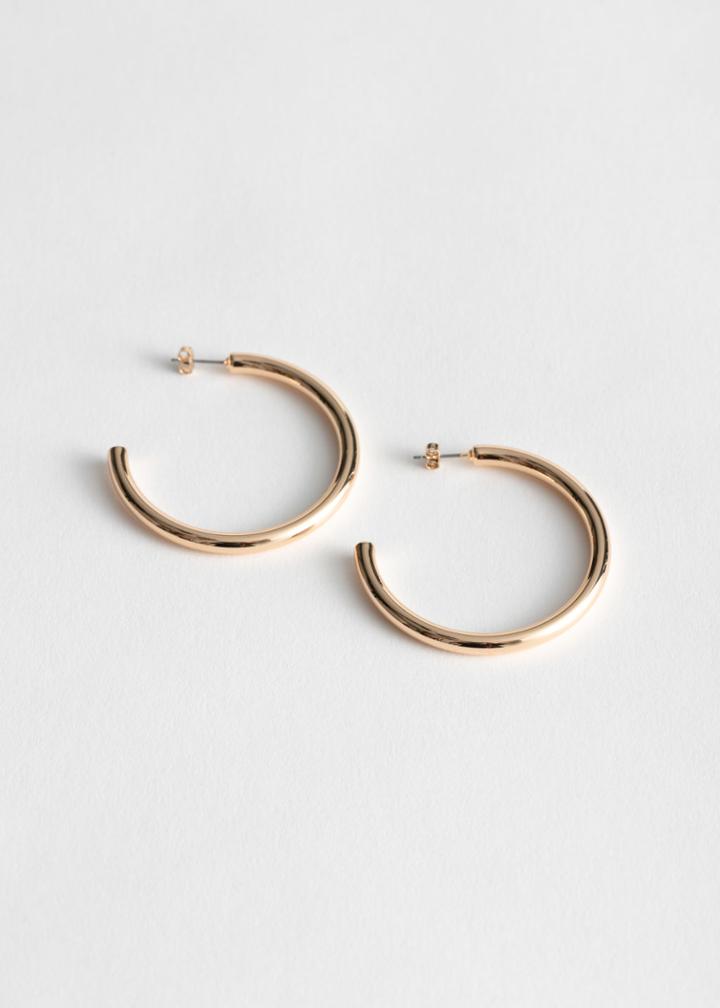 Other Stories Thick Glossy Hoop Earrings - Gold