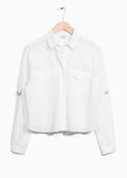 Other Stories Roll-up Sleeve Button Down Shirt - White