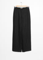 Other Stories Linen Blend Stripe Trousers - Black