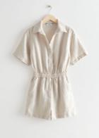 Other Stories Collared Linen Romper - White