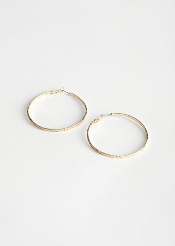 Other Stories Textured Hoop Earrings - Gold