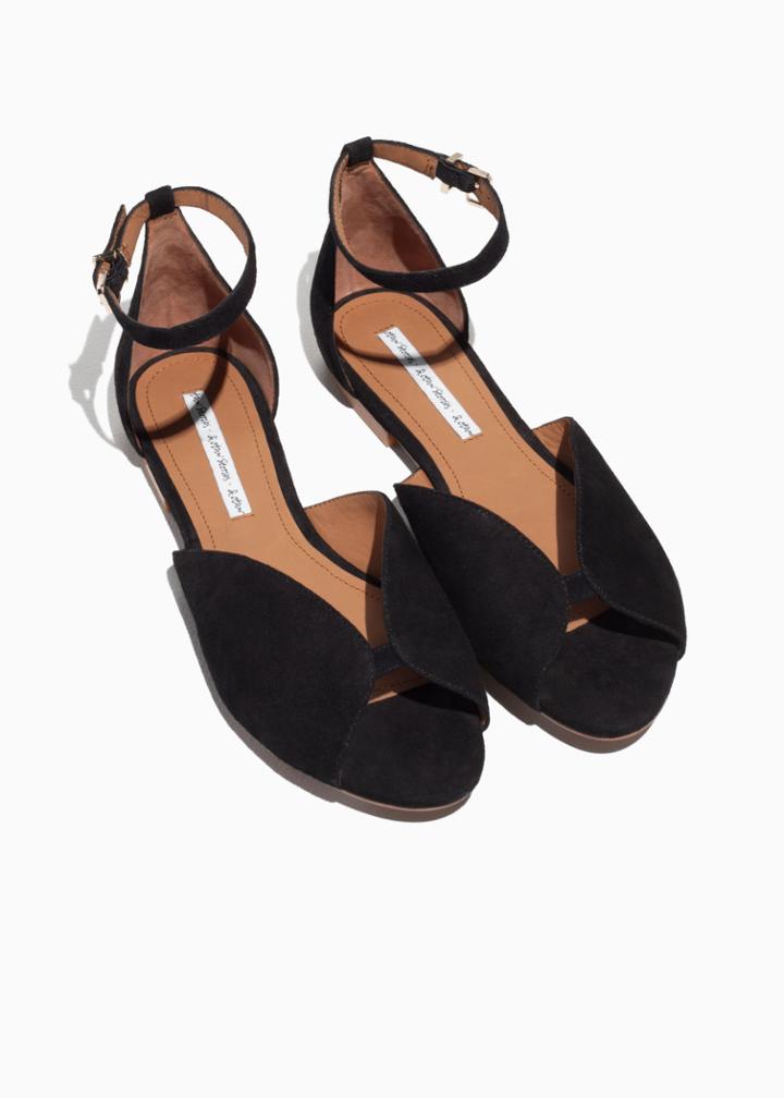 Other Stories Suede Strap Sandal - Black