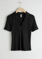 Other Stories V-neck Polo T-shirt - Black
