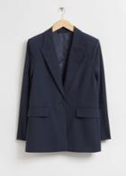Other Stories Relaxed Tailored Deep Cut Blazer - Blue