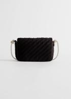 Other Stories Rhinestone Strap Velvet Shoulder Bag - Black