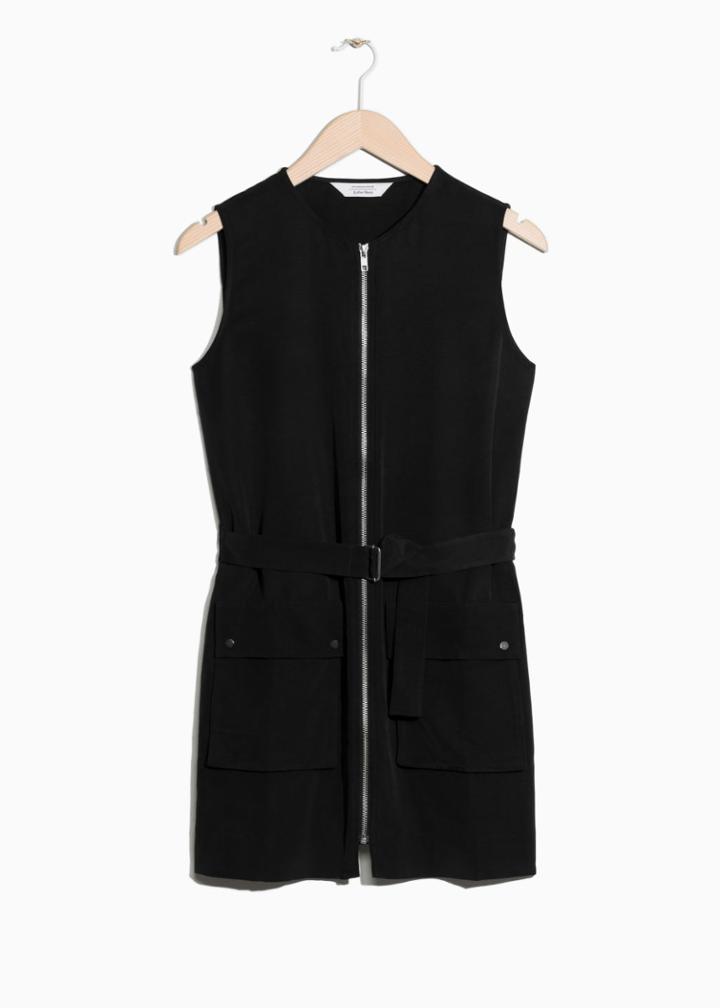 Other Stories Belted Zip Dress - Black