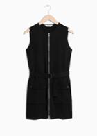 Other Stories Belted Zip Dress - Black