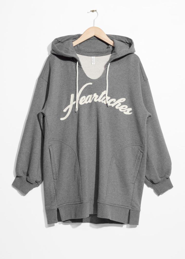 Other Stories Heartaches Hoodie Dress - Grey