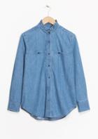 Other Stories Ruffle Collar Chambray Shirt