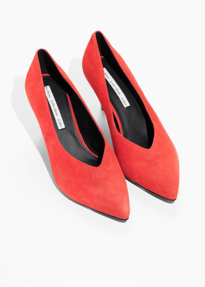 Other Stories Pointed Suede Pump - Orange
