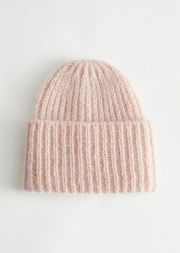 Other Stories Ribbed Mohair Beanie - Orange