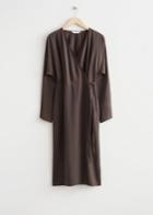 Other Stories Oversized Midi Wrap Dress - Brown
