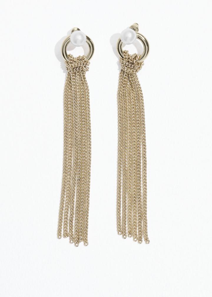 Other Stories Chain Tassel Earrings - White