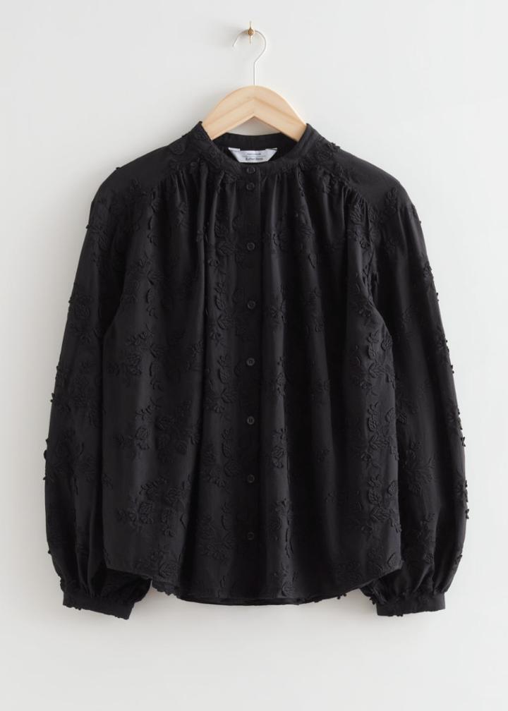 Other Stories Band Collar Blouse - Black