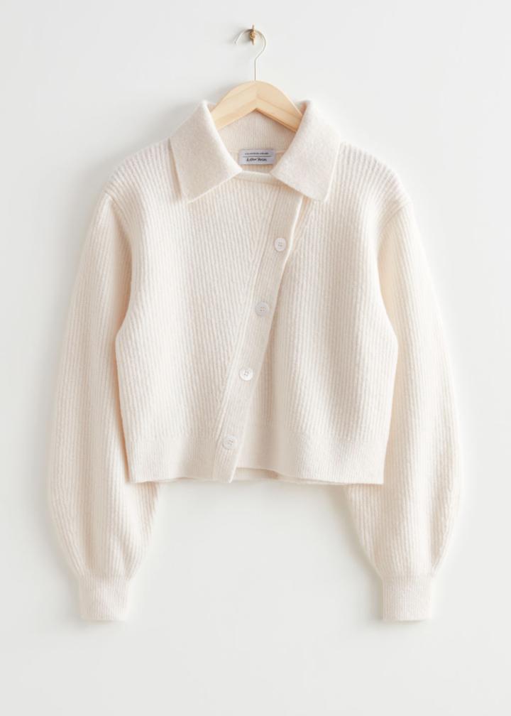 Other Stories Boxy Asymmetric Cardigan - White