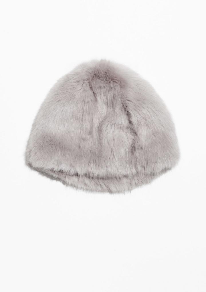 Other Stories Faux Fur Hat - Grey