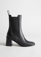 Other Stories Heeled Leather Chelsea Boots - Black
