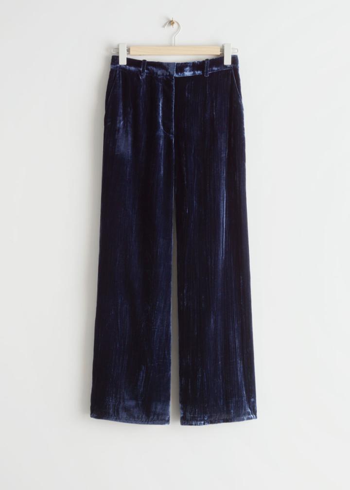 Other Stories High Waist Velvet Pants - Blue