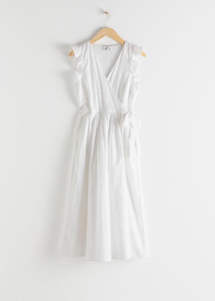 Other Stories Ruffled Midi Wrap Dress - White
