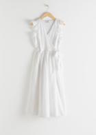 Other Stories Ruffled Midi Wrap Dress - White