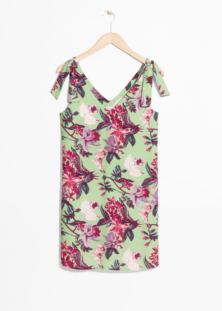Other Stories Shoulder Tie Mini Dress - Green