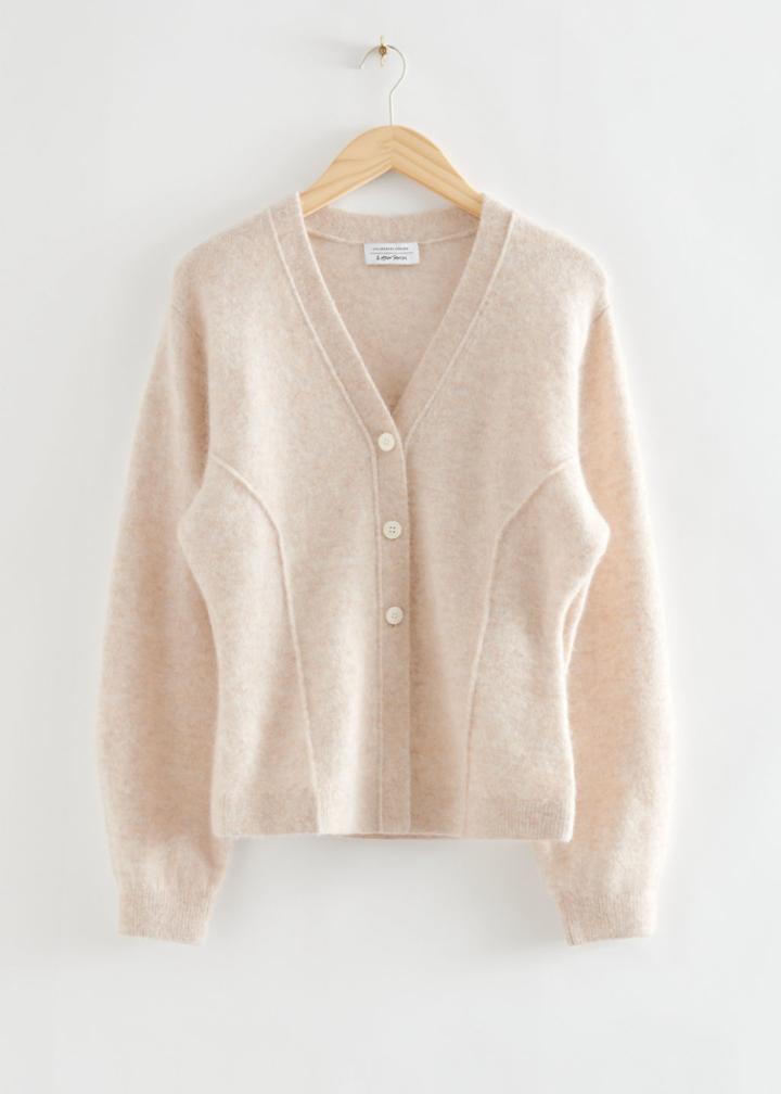 Other Stories Boiled Wool Look Cardigan - Beige