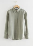 Other Stories Straight Mulberry Silk Shirt - Green