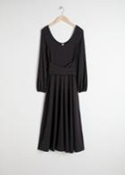 Other Stories Ribbed Cross Belted Midi Dress - Black