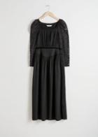Other Stories Lace Trim Midi Dress - Black