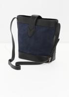 Other Stories Leather & Suede Bucket Bag - Blue