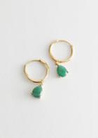 Other Stories Delicate Gemstone Pendant Hoop Earrings - Green