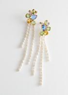 Other Stories Pearl And Gemstone Pendant Earrings - White