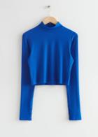 Other Stories Cropped Mock Neck Top - Blue