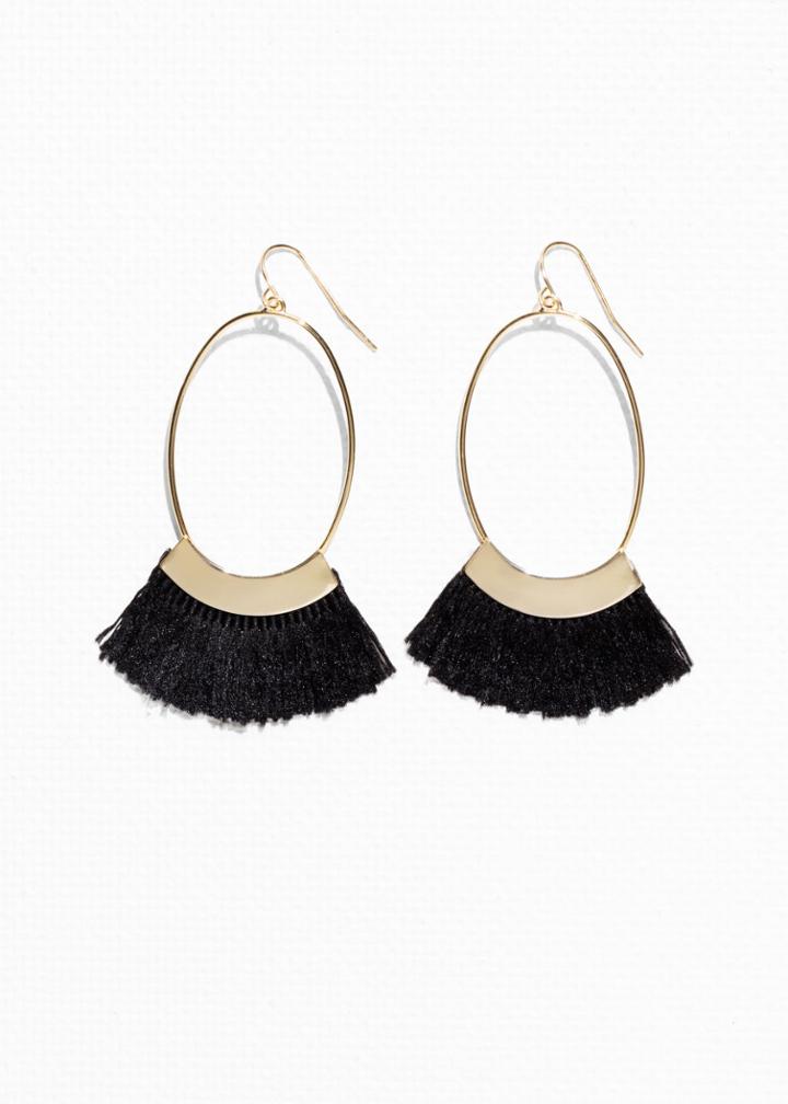 Other Stories Oval Fringe Earrings - Black