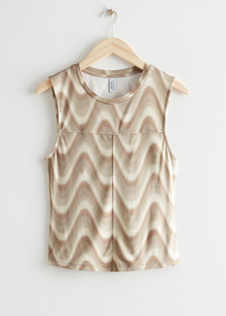 Other Stories Wave Print Top - Beige