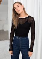 Other Stories Sheer Eyelet Knit Sweater - Black