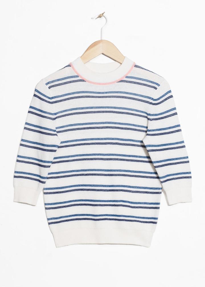 Other Stories Organic Cotton Striped Sweater - White