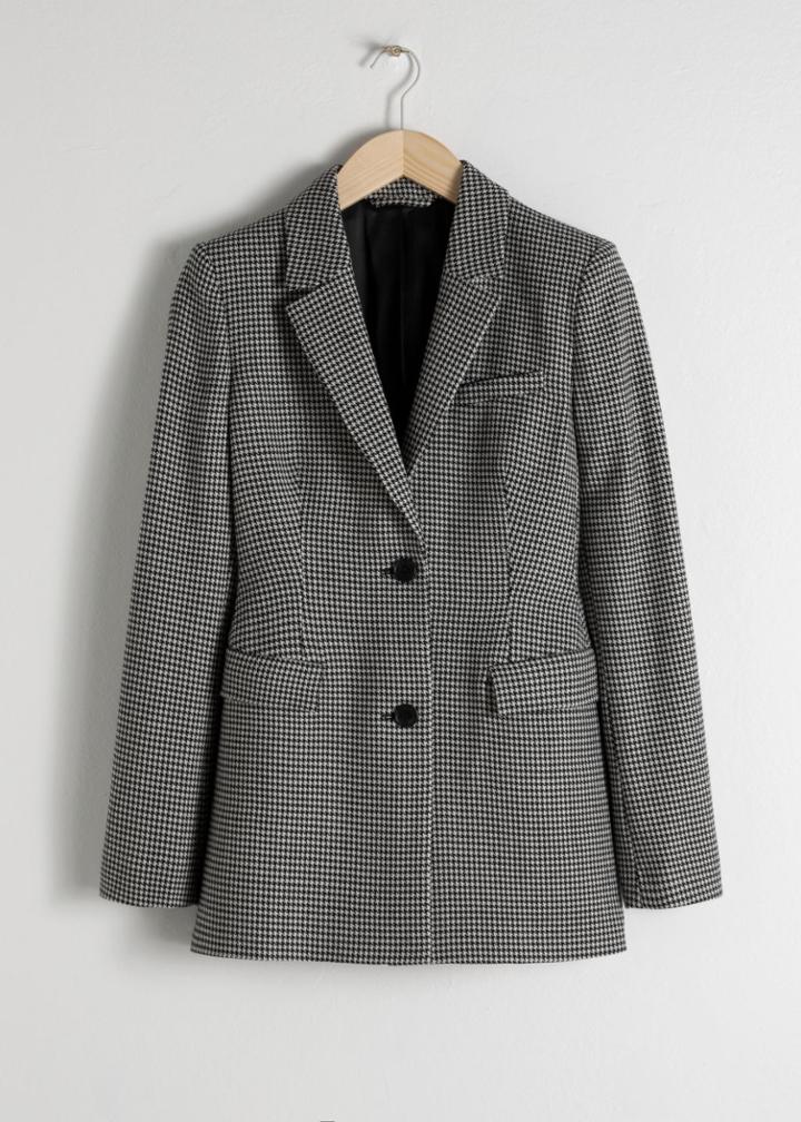 Other Stories Hourglass Houndstooth Blazer - Black