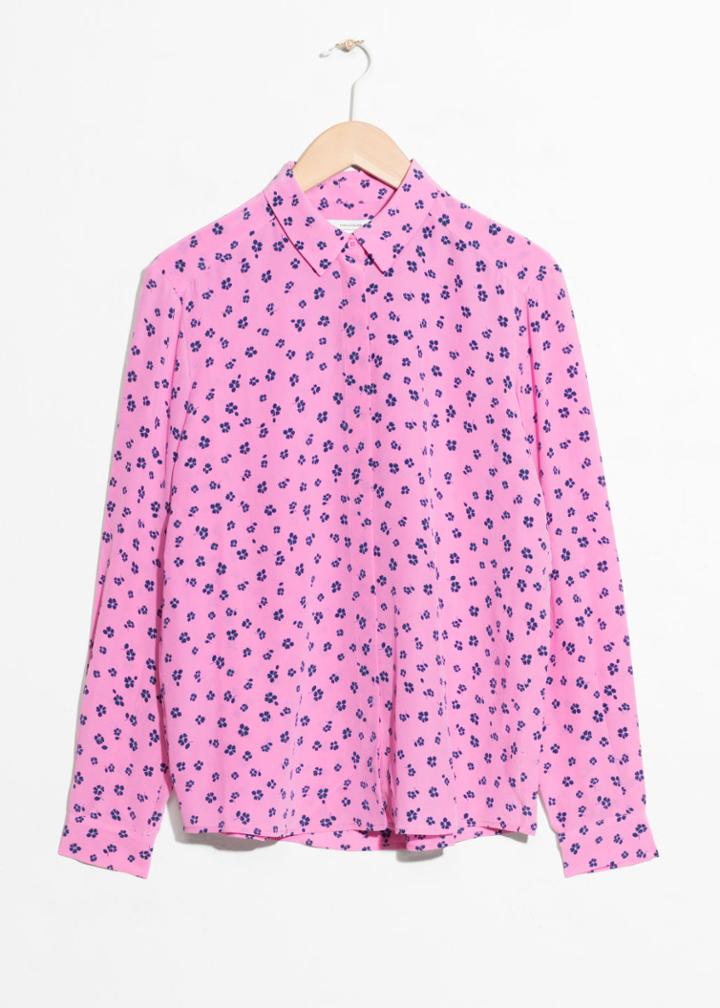 Other Stories Collared Silk Shirt - Pink