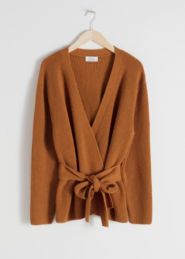 Other Stories Wool Blend Wrap Cardigan - Orange