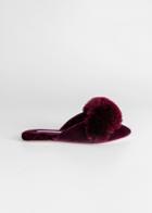Other Stories Velvet Pom Pom Indoor Slippers - Red