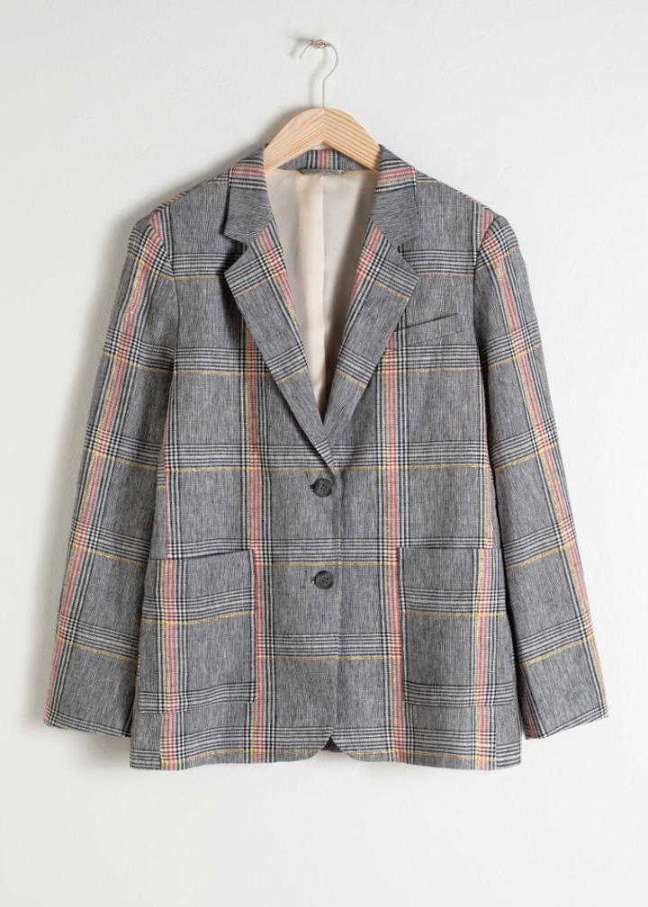 Other Stories Oversized Linen Blend Blazer - Black