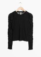 Other Stories Gathered Sleeve Top - Black