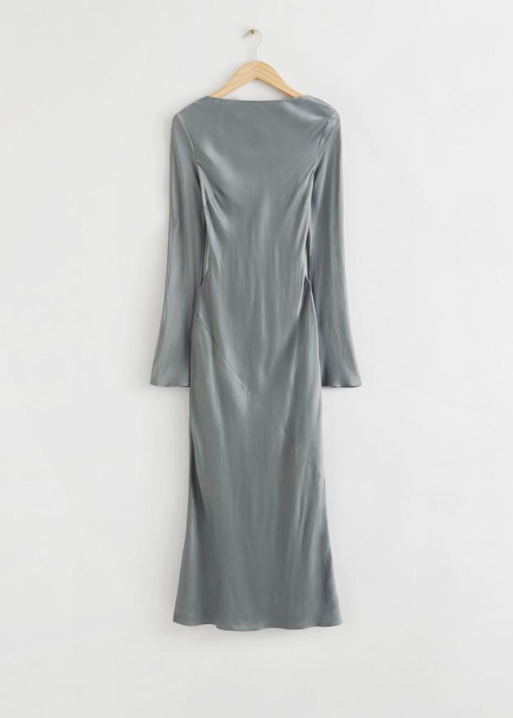 Other Stories Open Back Self-tie Dress - Grey