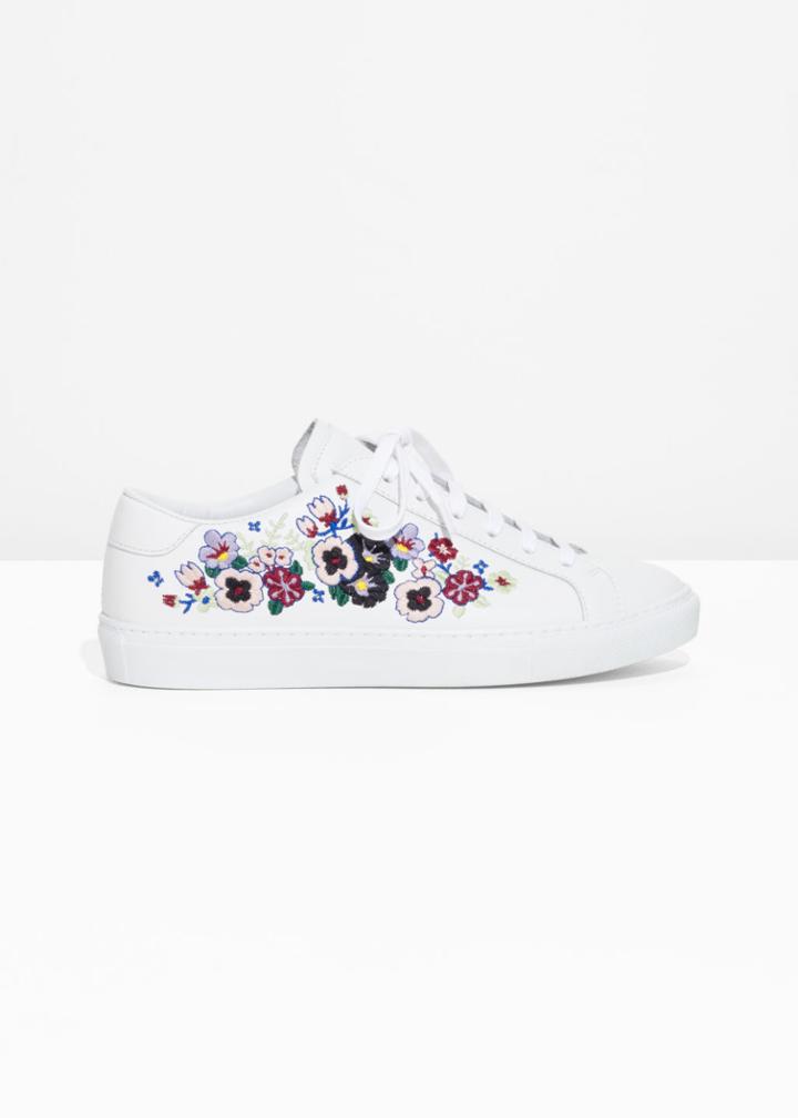 Other Stories Flower Embroidery Sneakers - White