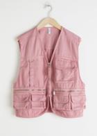 Other Stories Cotton Blend Workwear Vest - Pink
