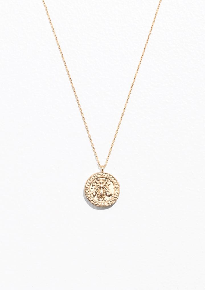 Other Stories Bee Embossed Pendant Necklace