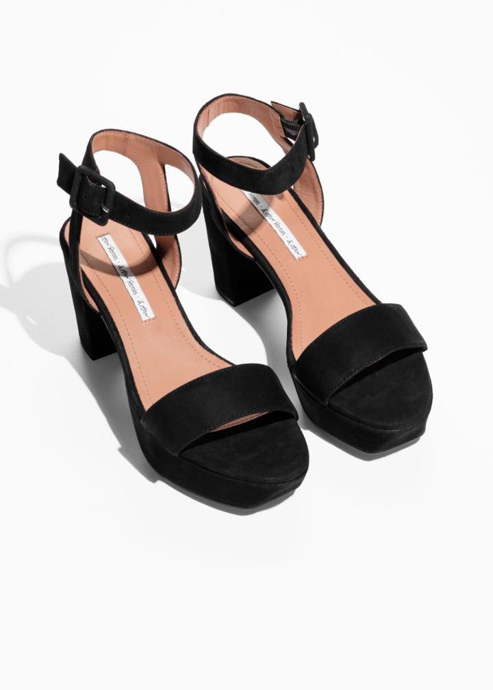 Other Stories Suede Platform Sandalette - Black