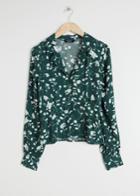 Other Stories Printed V-cut Button Down Blouse - Green