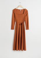 Other Stories Square Neck Midi Dress - Brown